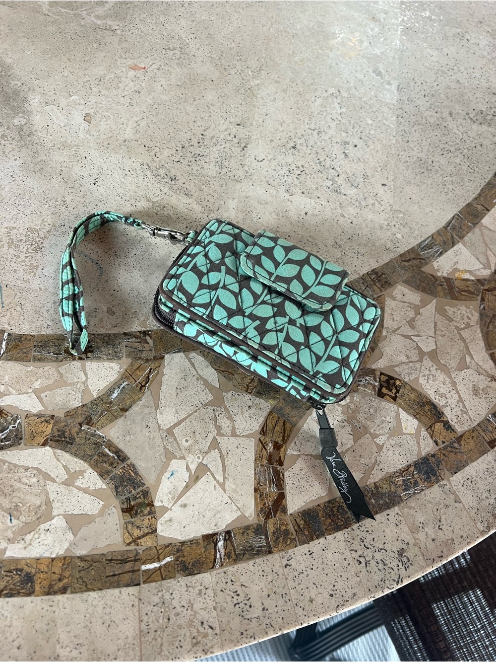 Teal Leaf Print Wristlet Vera Bradley